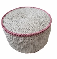 Puf pleciony boho scandi ze sznurka handmade 40x20