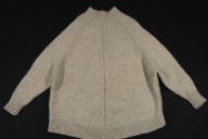 HAND MADE Ciepły Oversize Bawarkowy Krem Wool