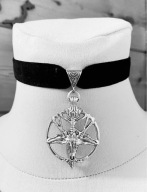 Rock choker aksamitka PENTAGRAM BAPHOMET Naszyjnik alternative Obroża Rock