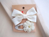 Spinki do włosów szydełkowy kwiatek kokardka 2.szt.