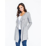 36 38 Figl szary sweter dzianinowy płaszcz wełna