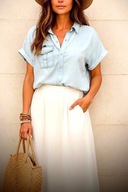 Koszula jasnoniebieska a'la Jeans z krótkim rękawem roz.S/M