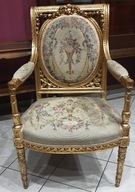 Złocony fotel pałacowy Ludwik XVI Francja XIX w #2
