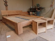 Łóżko Dębowe + szafki pod wymiar