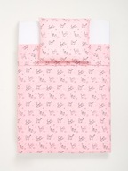 Komplet pościeli w kotki 160x200 cm różowa 100% bawełna + 70x80 cm