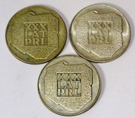 Srebrne monety 200 zł 1974 XXX Lat PRL zestaw 3 szt oryginał