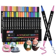 MARKERY AKRYLOWE ZESTAW 36 SZTUK PISAKI FLAMASTRY WODOODPORNE ORYGINALNE
