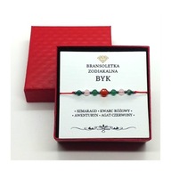 Bransoletka Znaki Zodiaku BYK Kamienie Naturalne Szmaragd Agat + Gratis