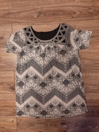 Tunika damska letnia next 14/42 biało czarna wiskoza