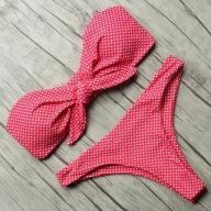DWUCZĘŚCIOWY STRÓJ KĄPIELOWY CZERWONY KROPK BIKINI