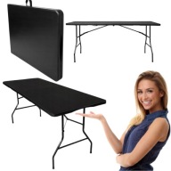STÓŁ OGRODOWY CATERINGOWY BANKIETOWY SKŁADANY 180 CM WALIZKA CZARNY XXL