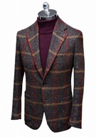 DE PETRILLO NAPOLI - Brązowa Włoska Marynarka Tweedowa w Kratę - Wool (46)