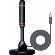 Przenośna antena HDTV DV3 T/T2 z kablem koncentrycznym czarna antena