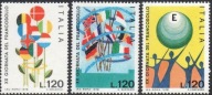 Włochy 1978 Znaczki 1632-4 ** Unia Europejska flagi filatelistyka