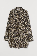 H & M satynowa koszula wzór oversize obszerna luźna długa panterka print S