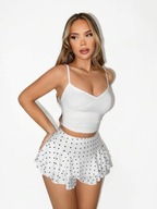 Biała szorto-spódniczka w czarne kropki SZORTY ROZMIAR M