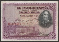 Hiszpania 50 peset 1928 - Diego Velazquez - D9,194