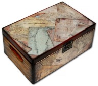 KUFEREK drewniana skrzynka NEW YORK Old Maps 30x20