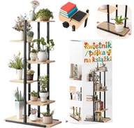 KWIETNIK STOJAK NA KSIĄŻKI KWIATY DONICZKI METALOWY REGAŁ DREWNIANE PÓŁKI