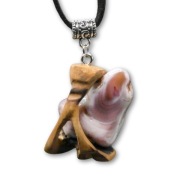 Wisiorek agat brązowy i brzoza - handmade, pirografia, prezent, dla niej