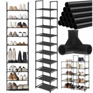 SZAFKA NA BUTY STOJAK REGAŁ METALOWY LOFT PÓŁKA STOJĄCY 173 CM CZARNY PÓŁKI