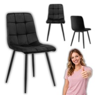 KRZESŁO TAPICEROWANE WELUROWE PIKOWANE DO JADALNI SALONU LOFTOWE NOWOCZESNE