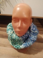 Szal/komin turkusowo biało niebieski melanż