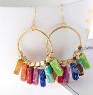 KOLCZYKI kolorowe tęczowe kamienie howlit boho