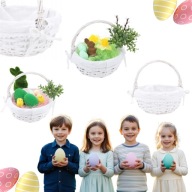 KOSZYK WIKLINOWY KOSZYCZEK WIELKANOCNY DO ŚWIĘCONKI OZDOBNY BIAŁY