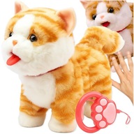 KOTEK INTERAKTYWNY PLUSZOWY NA SMYCZY MIAUCZY CHODZI DLA DZIECI 33 CM