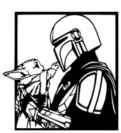 Mandolarian Grogu Star Wars Dekoracja Ścienna Panel Wall Art