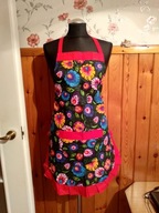 Czarny fartuch kuchenny ludowy łowicki NOWY