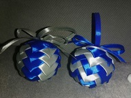 BOMBKA chabrowa srebrna ręcznie robiona ZE WSTĄŻKI