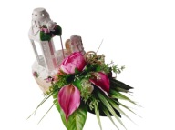 Stroiki Na Nagrobek - Latarenka Na Drewnie Malinowe Kalie