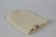 Wełniana czapka Eskimo - rękodzieło, M/L, ecru, kremowa, wełna, ciepła