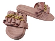 KLAPKI DAMSKIE Z ŁAŃCUCHEM BRUDNY RÓŻ PRETY r. 39 nr 770A