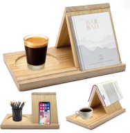 STOJAK NA KSIĄŻKI DREWNIANY Z UCHWYTEM NA KUBEK ORGANIZER BIURKO