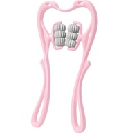 Ręczny MASAŻER KARKU SZYI masaż roler ROZLUŹNIACZ z kółkami rozowy