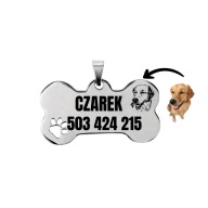 Adresówka dla psa ze zdjęcia – stalowa kość z grawerem (5 cm x 3,5 cm)