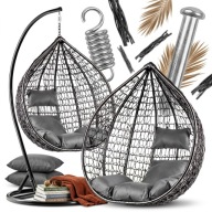 FOTEL WISZĄCY KOKON ZE STELAŻEM XXL CZARNY