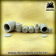BECZKI MIX 8 SZT. ŻYWICA - Oldhammer, wargames terrain, fantasy scenery