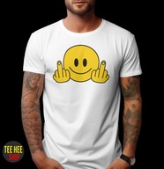 KOSZULKA UŚMIECHNIĘTA BUŹKA F#CK YOU ŚMIESZNA DLA FACETA BIAŁA M