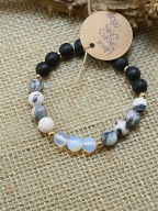 Bransoletka Kamienie naturalne Opal Jaspis Lawa Hematyt do aromaterapii