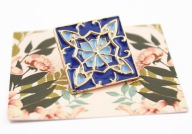 pin Majolika vintage retro niebieski boho NB152