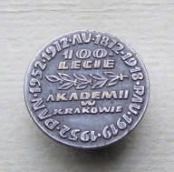 Odznaka 100 lat Akademii PAN w Krakowie 1872-1972
