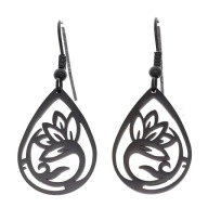 55684 Kolczyki czarna stal chirurgiczna ażurowe kwiaty