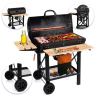 GRILL WĘGLOWY OGRODOWY 2 RUSZTY CHROMOWANE KÓŁKA POKRYWA PÓŁKA POPIELNIK