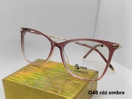 O48 Okulary Zerówki Damskie Blue Light Róż Ombre