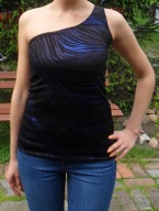 TOP Pimkie S na jedno ramię brokatowe wzory