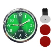 Zegarek Samochodowy Kwarcowy do Auta Zielony Chromowany i Uchwyt na Kratkę